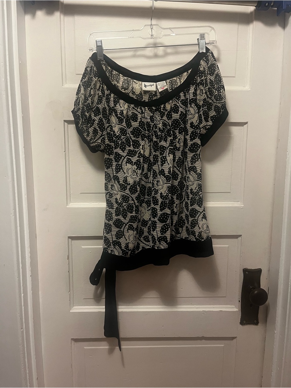 Soundgirl Black and White Floral Blouse